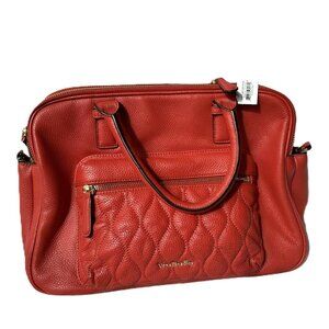 NWT Vera Bradley Leather Triple Compartment handbag Orange-red, floral interior